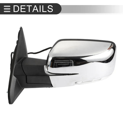Tow Mirrors for Dodge Ram 1500 with Turn Signal Lights Silver Tone (2009-2018)
