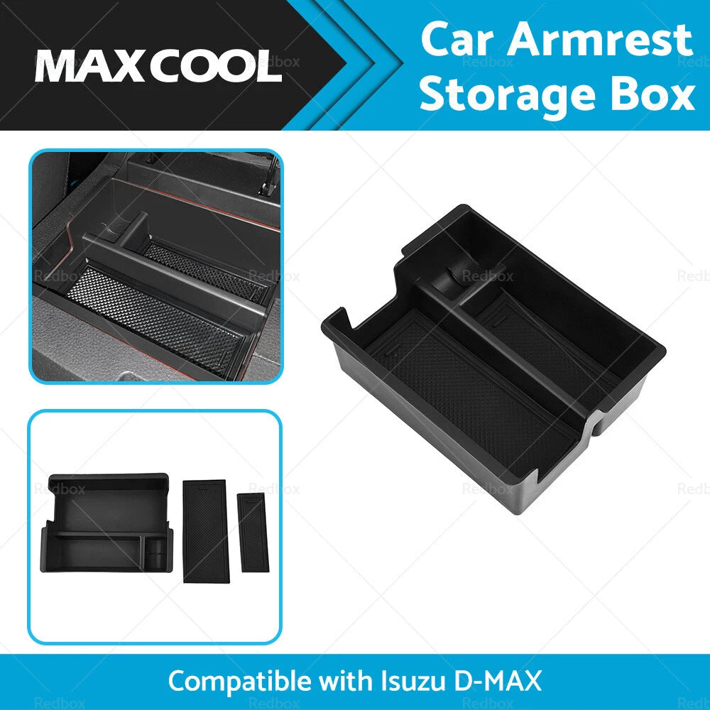 Black Center Console Armrest Storage Box Tray for Isuzu D-Max DMAX (2012-2023)