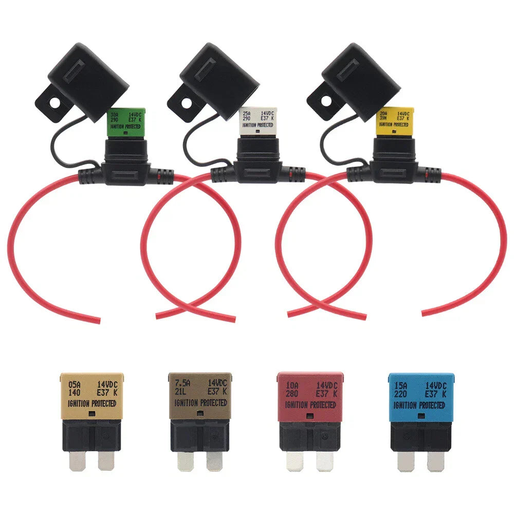 12V Auto Reset Circuit Breaker Fuse with Holder for Various Models (N/A)