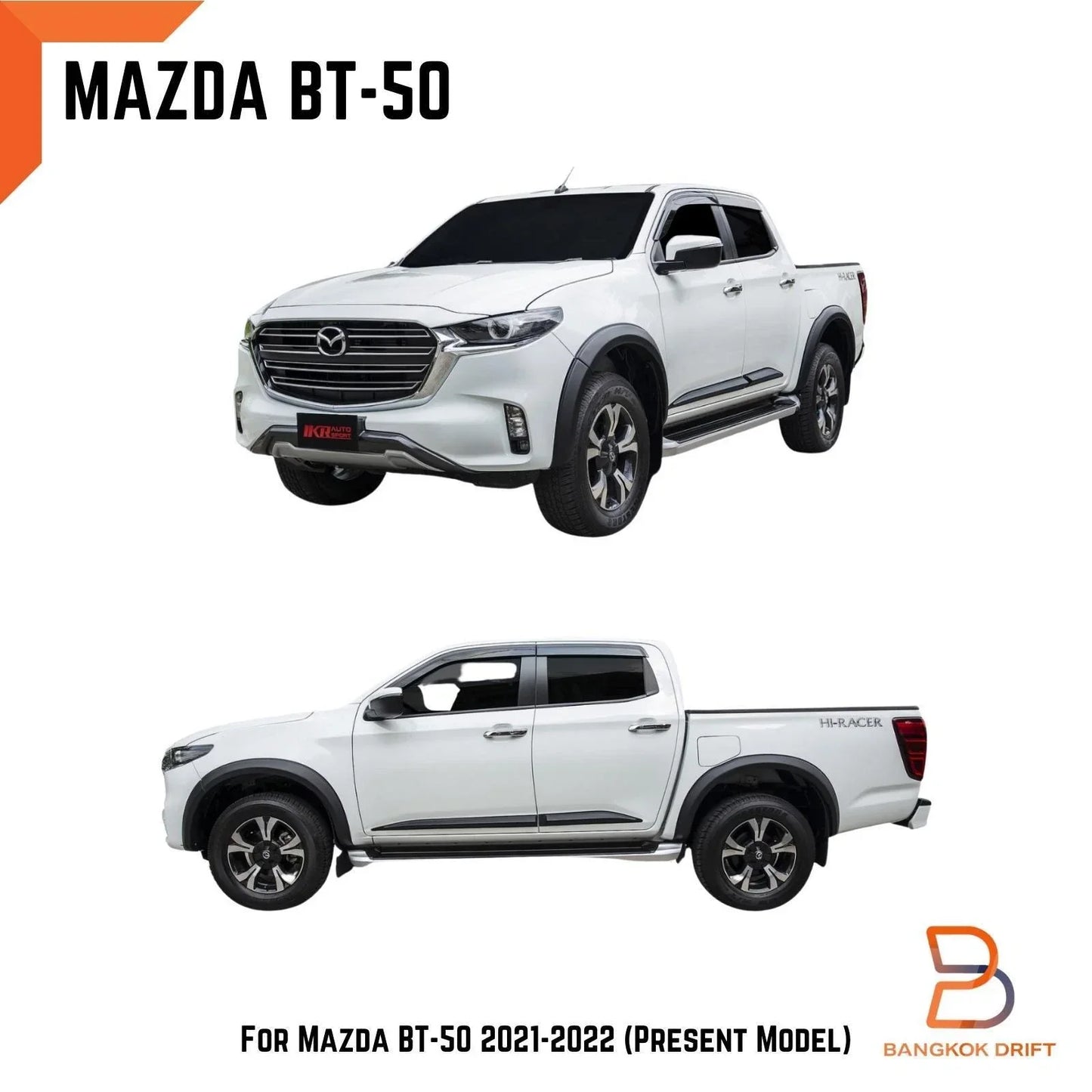 4" Front Matte Black OEM Style Fender Flares for MAZDA BT-50 (2021-2023)