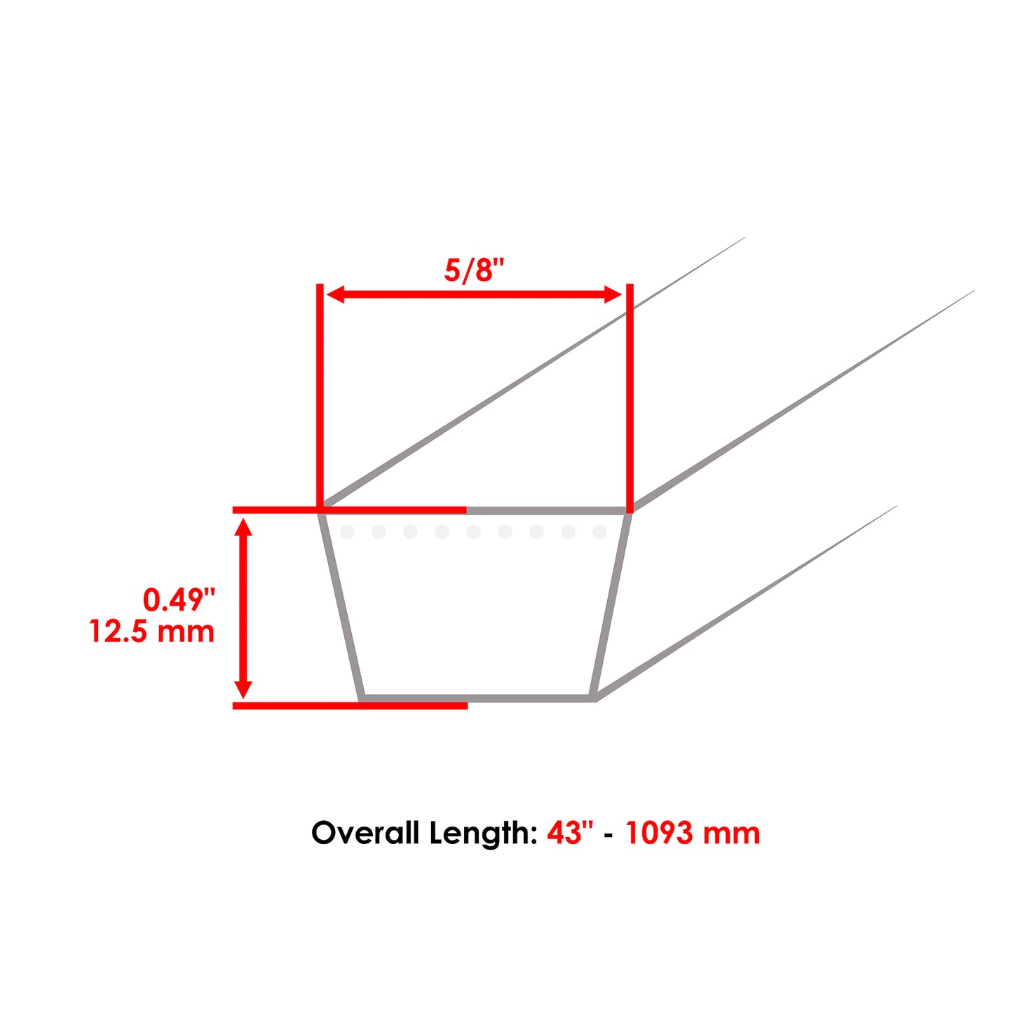 Deck Belt 43 Inch 5/8 Thick Replacement for MTD (1998–2010)