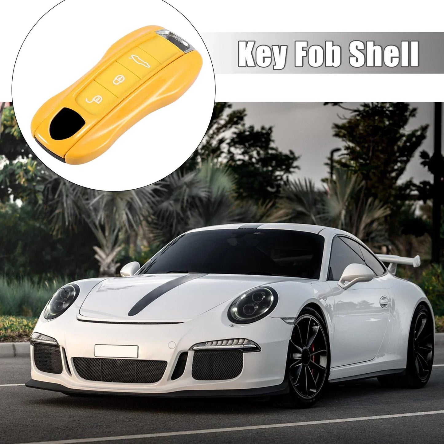 Yellow Painted Key Cover Fob Shell for Porsche Panamera Cayenne (2010-2023)