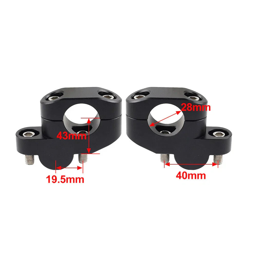 28mm Offset Handlebar Clamp Mount for Honda, Suzuki, Yamaha, Kawasaki