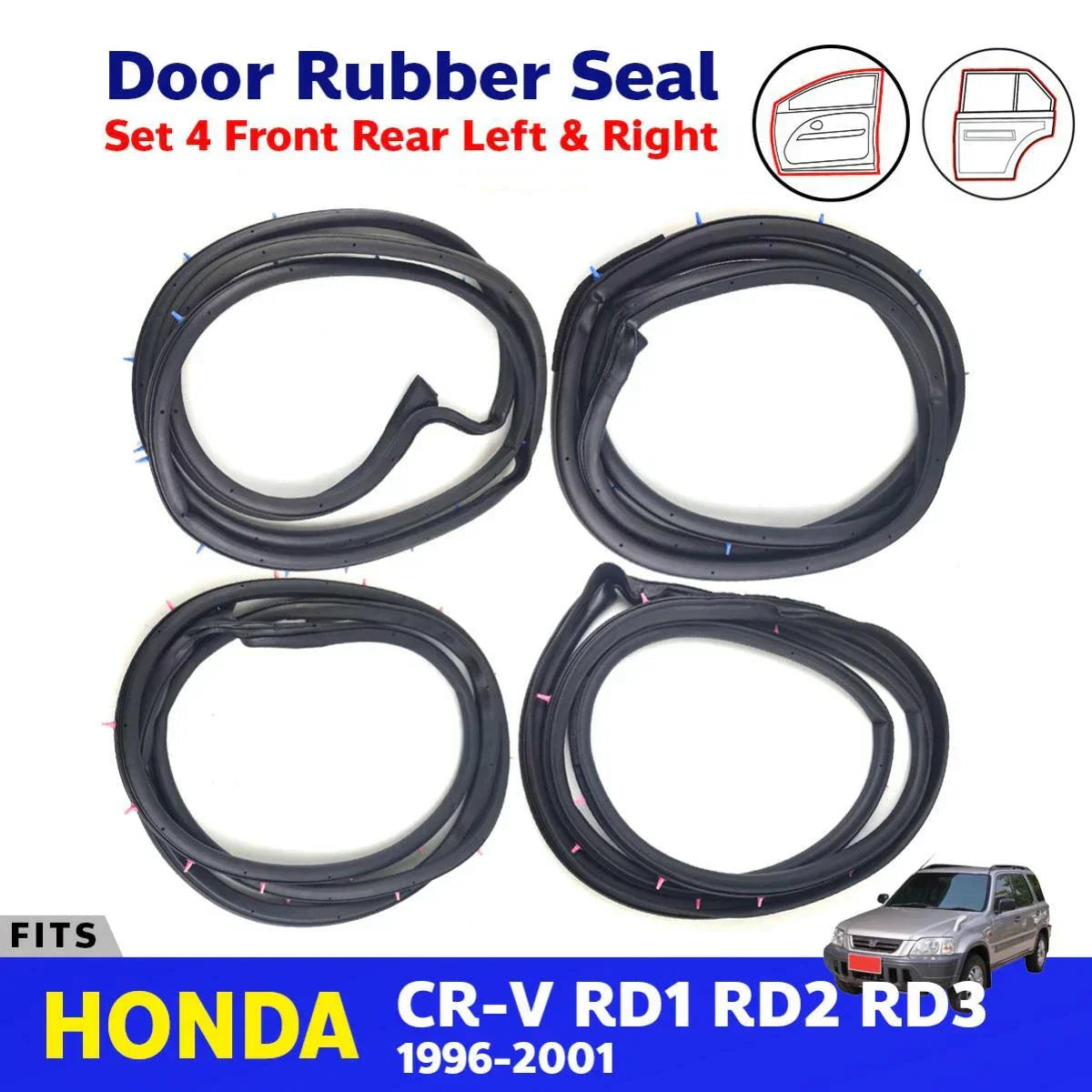 Door Rubber Seal Weatherstrip Set 4 Fits Honda CR-V CRV RD1 RD2 RD3 1996-01