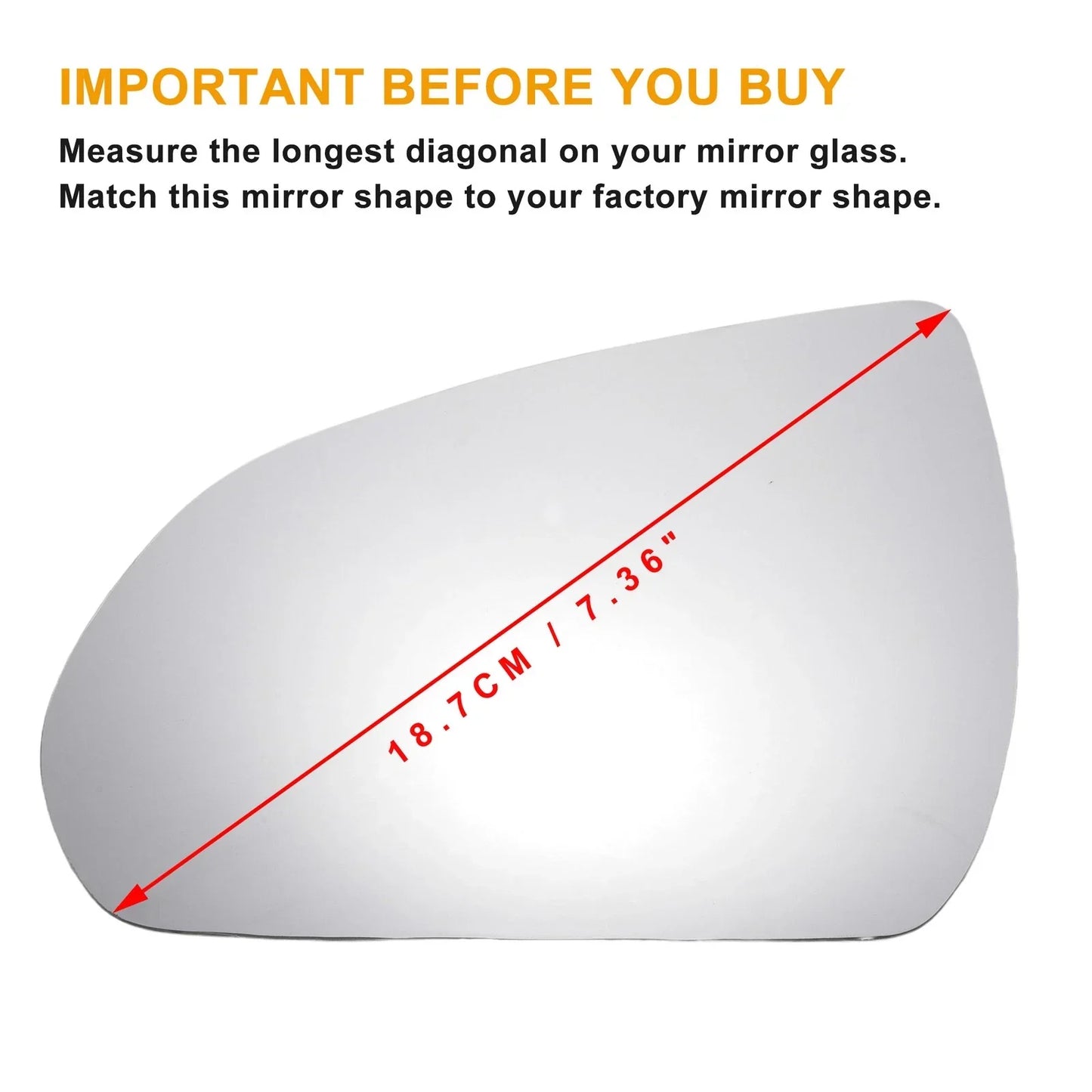 Left Side White Mirror Glass W/Back for Hyundai I30 (2017-2022)
