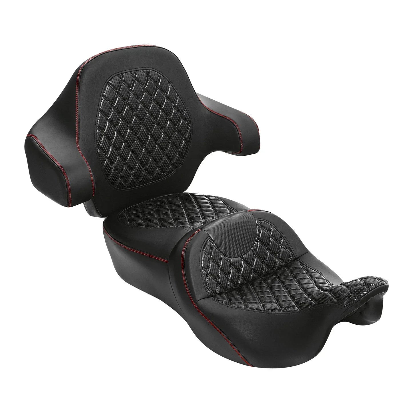 Black+Red Driver/Passenger Seat Backrest for Harley Touring (2014-2023)