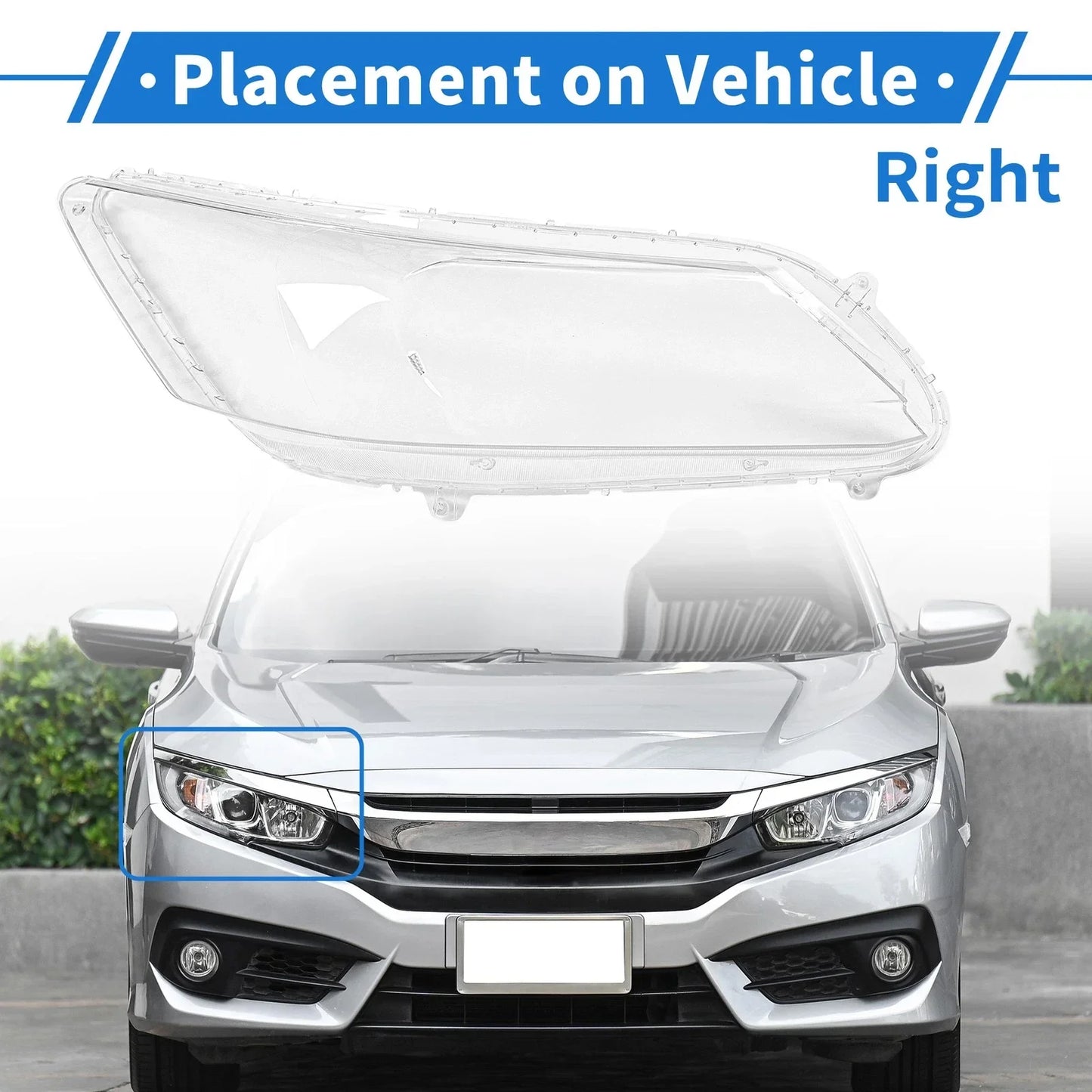 Car Front Right Headlight Lens Cover for Honda Accord (2013-2016)