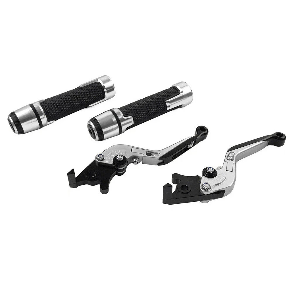 Silver Extendable Brake Clutch Lever Grip Set for Yamaha YZF R1 MT-09 (2015-2023)