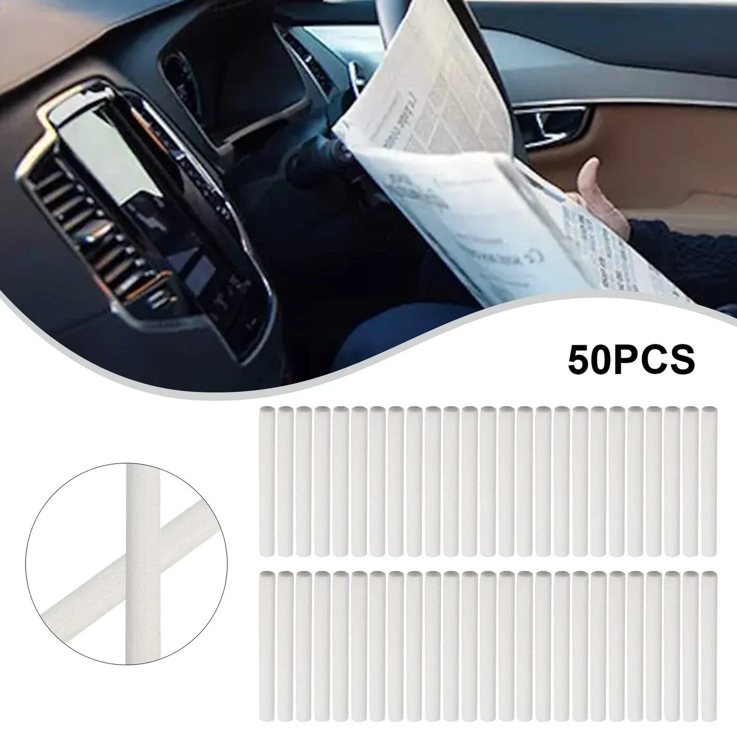 50-Piece Car Humidifier Diffuser Filter Sponges Refill-Sticks