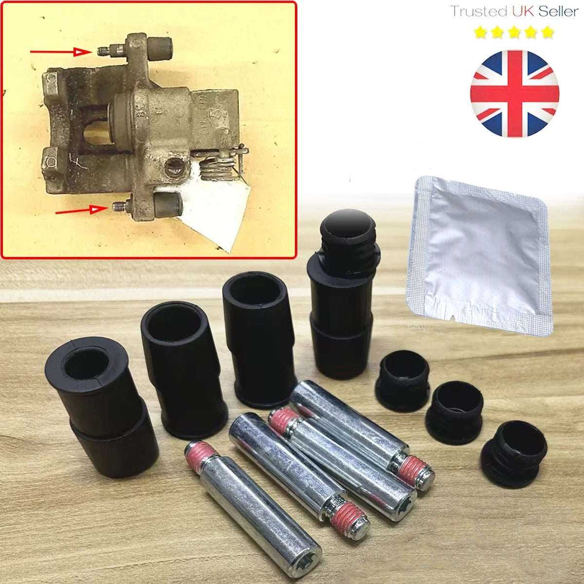 Front Brake Caliper Slider Guide Pins Bolt Kit for Vauxhall Corsa D E (2006–2020)