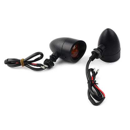 Black Retro Motorcycle Turn Signal Lights for Universal Fit