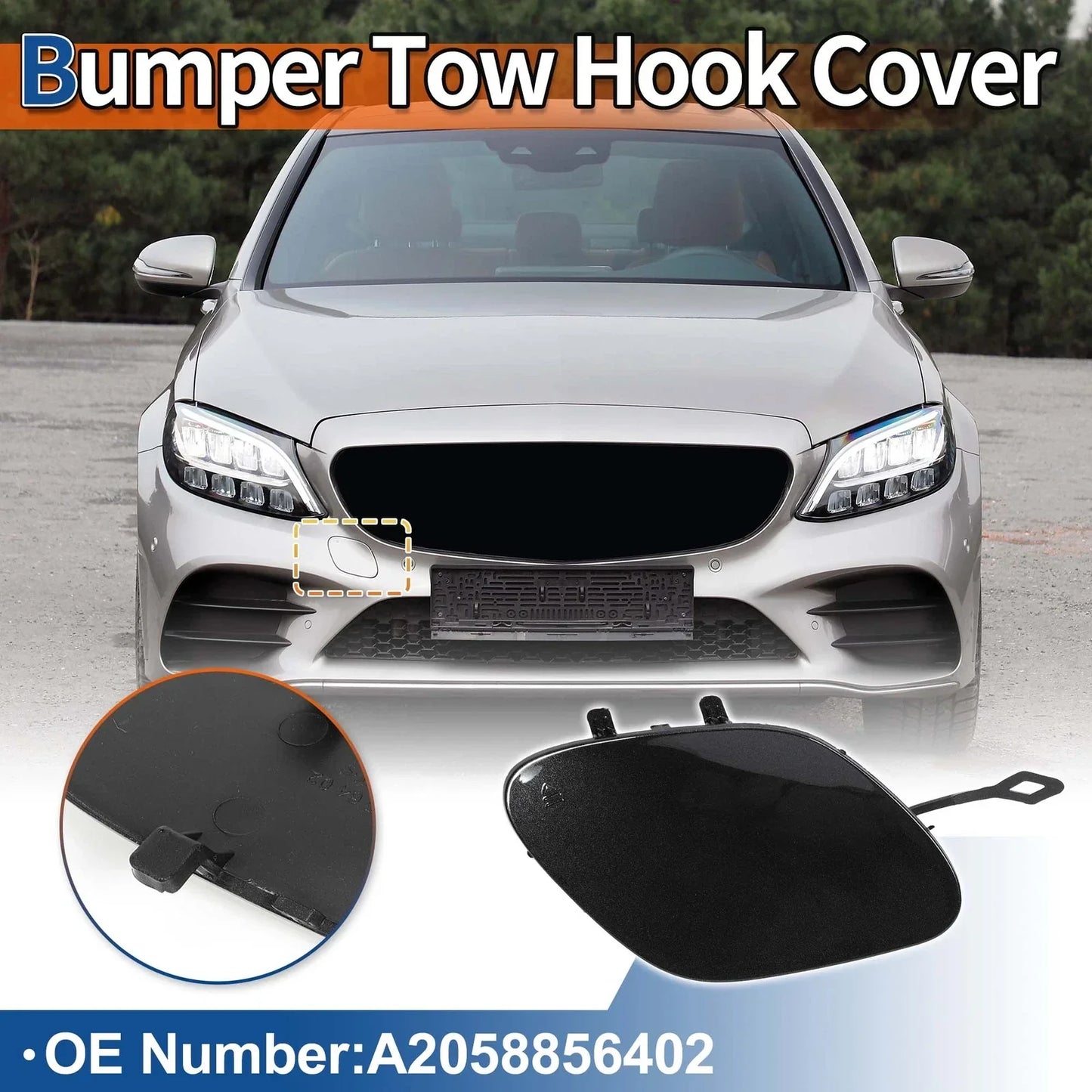 Tow Hook Cover for Mercedes-Benz Front Car Bumper (2019-2023) - Tenorite Grey