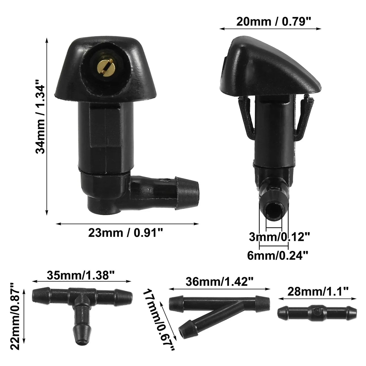 2 x Windshield Washer Nozzles & 2.5m Hose Kit for Honda Accord (2003-2007)