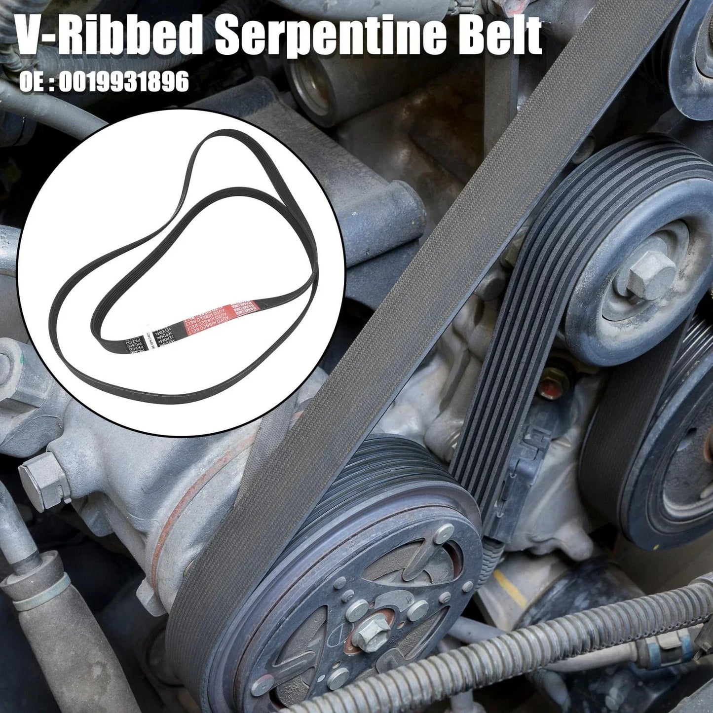 Rubber V-Ribbed Serpentine Belt 6PK2401 for Mercedes-Benz C230 (2006-2007)