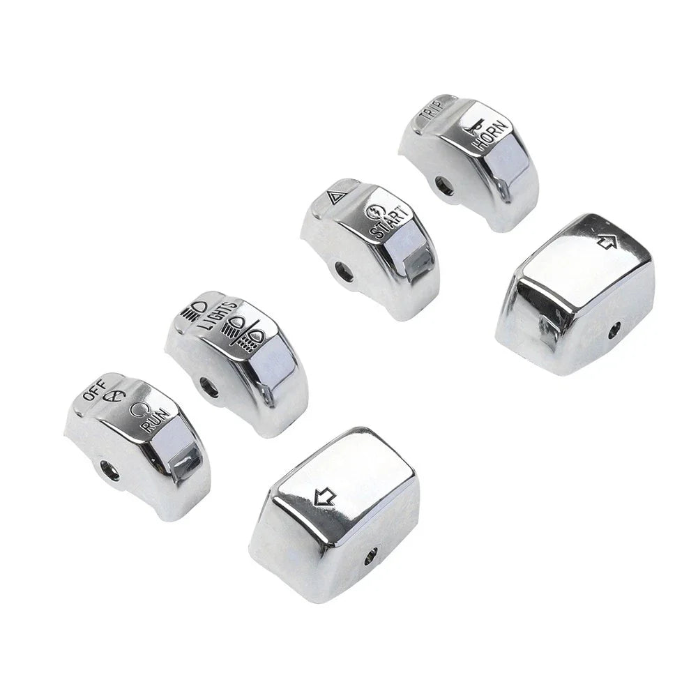 6 x Handlebar Control Switch Caps Chrome for Harley Breakout (2013-2015)