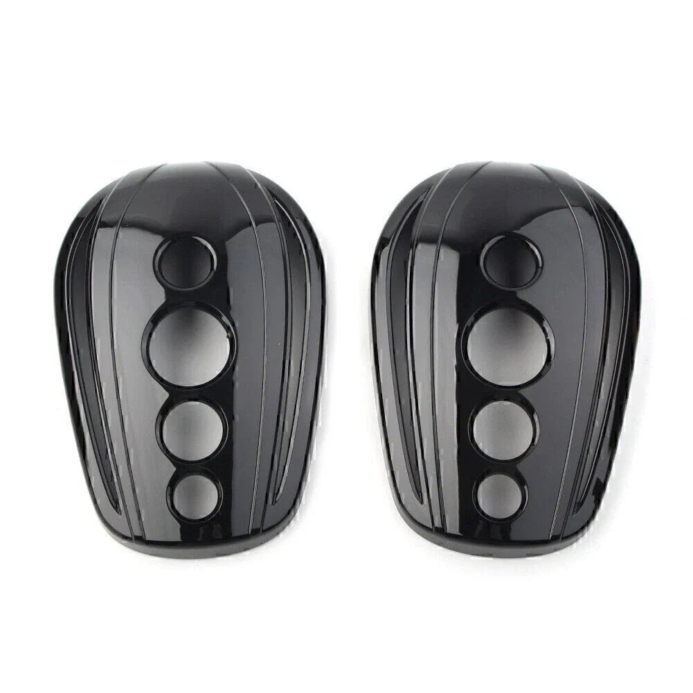 Black Oval Rearview Mirror Covers for Harley Dyna, Street Glide, Softail, Sportster