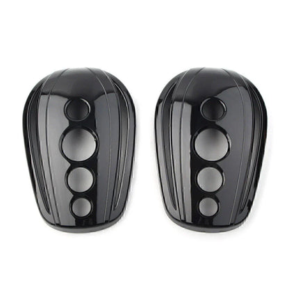 Black Oval Rearview Mirror Covers for Harley Dyna, Street Glide, Softail, Sportster