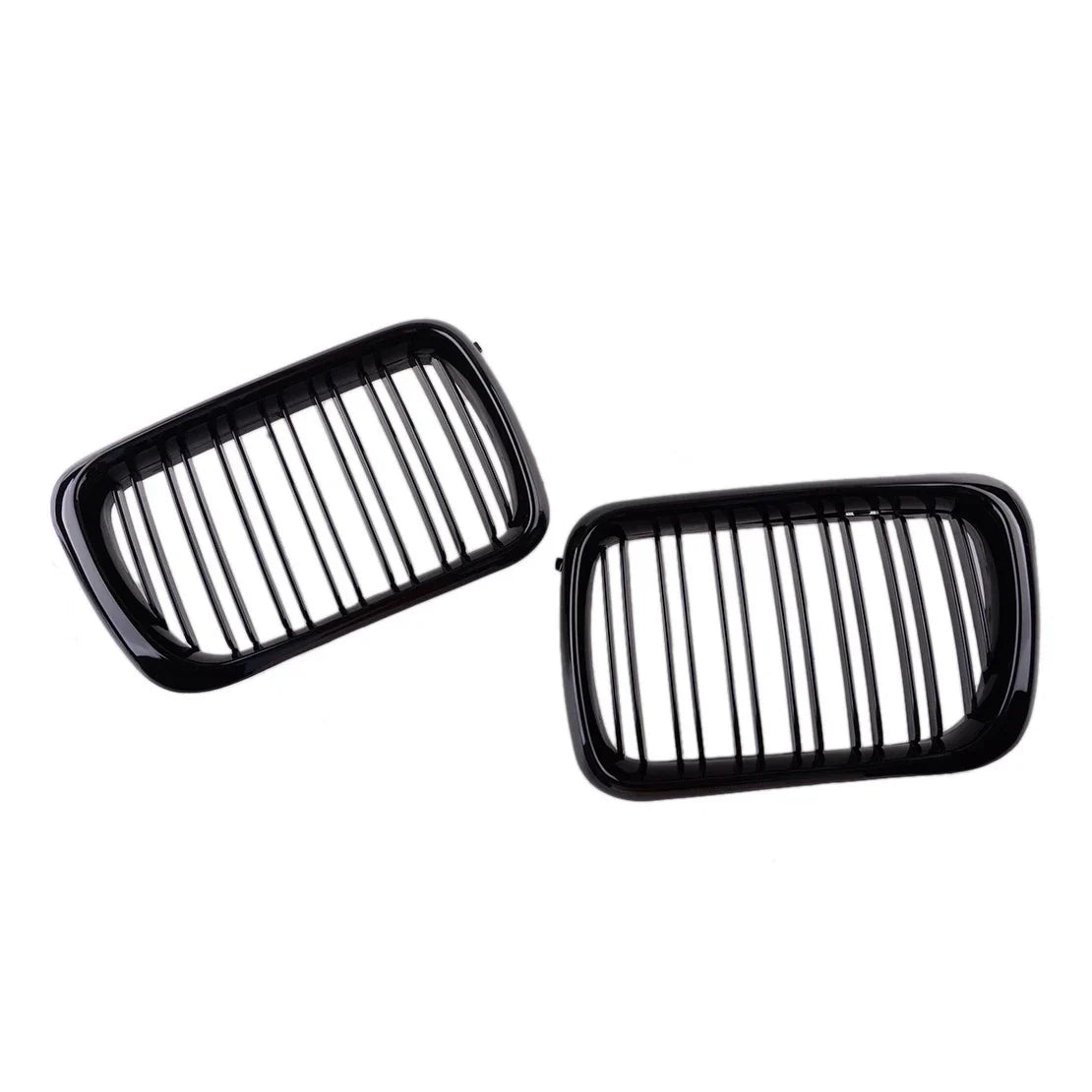 Gloss Black Double Line Front Kidney Grills for BMW E36 M3 (1996-1999)