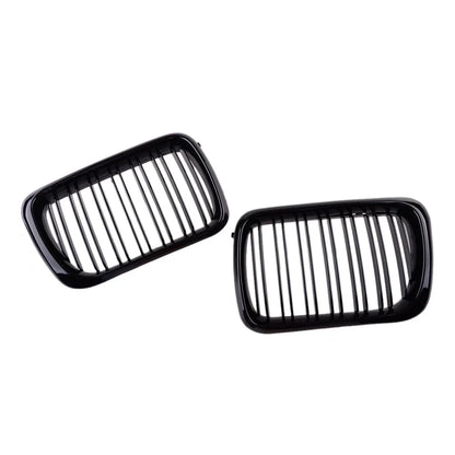 Gloss Black Double Line Front Kidney Grills for BMW E36 M3 (1996-1999)