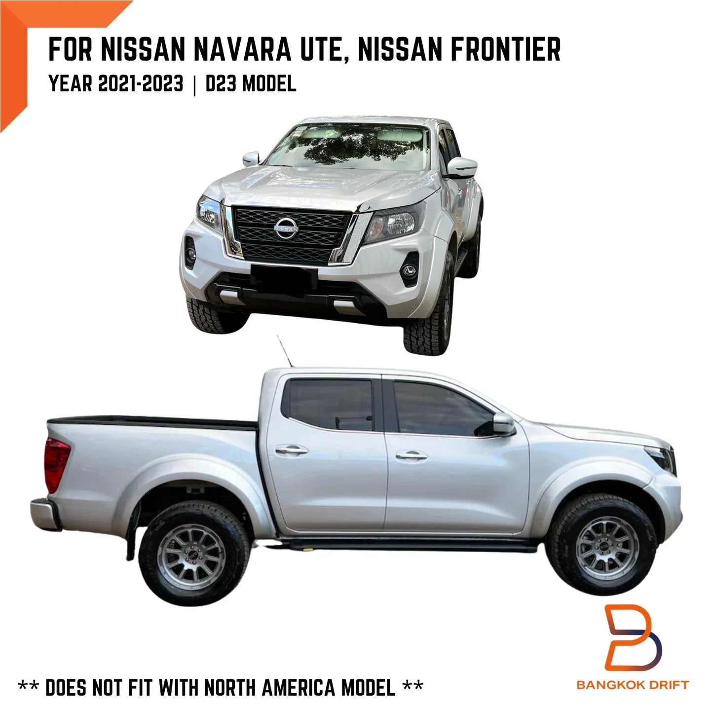 Brilliant Silver Fender Flares for Nissan Navara D23 Ute 21-24 Dual Cab