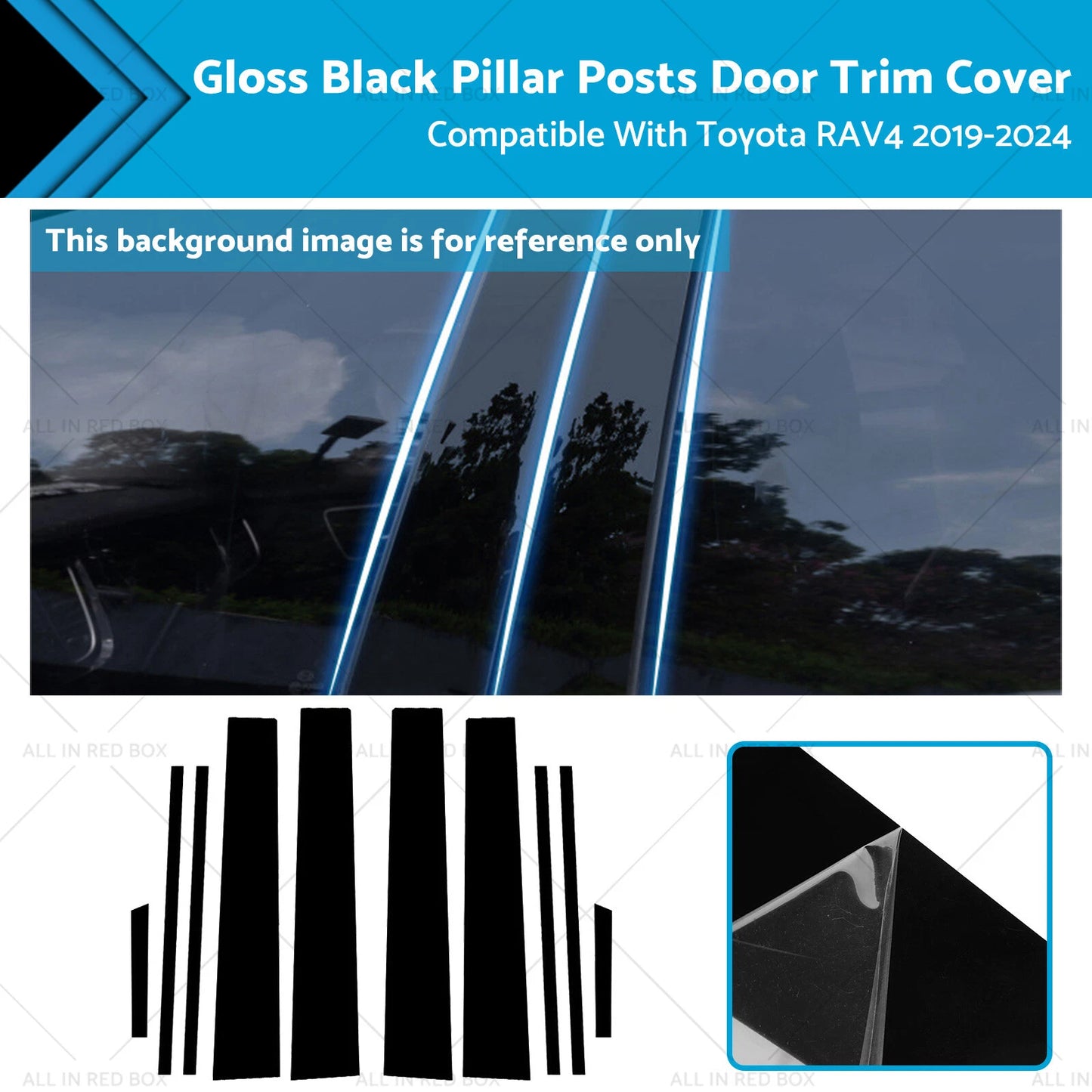 Gloss Black Door Trim Covers for Toyota RAV4 (2019-2024)