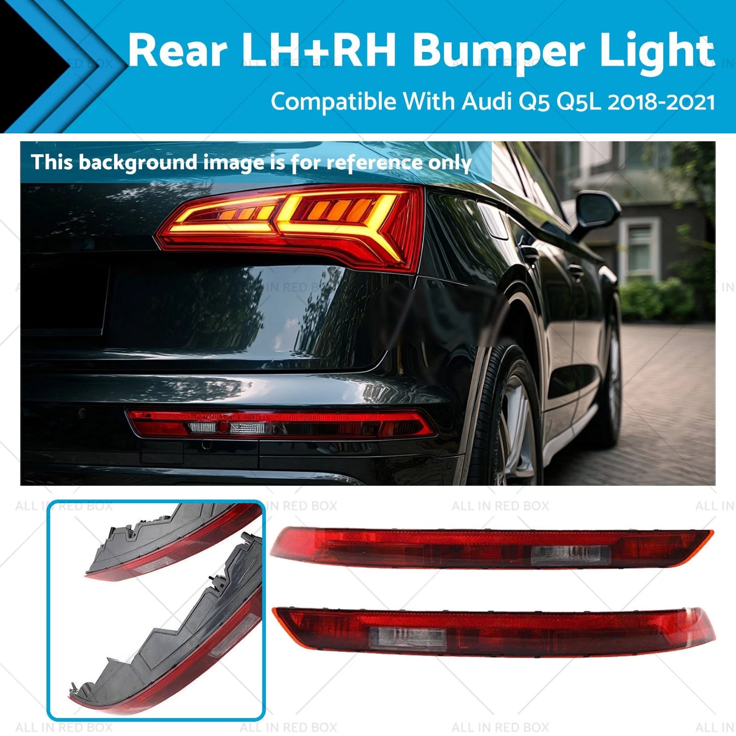 Bumper Light Tail Brake Stop Lamp Pair LH+RH for Audi Q5 (2018-2021)