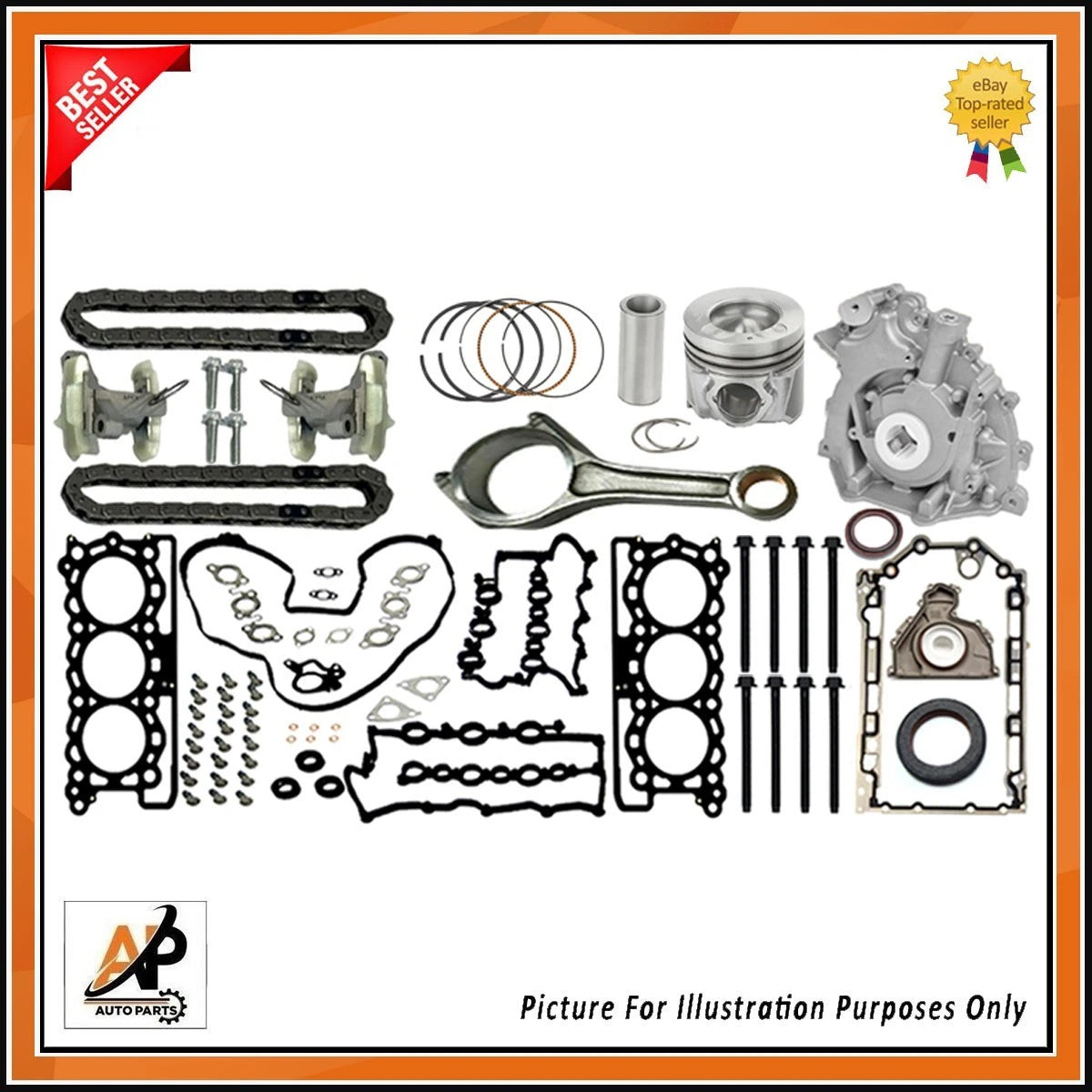 Engine Rebuild Parts Kit with Timing Chain for Jaguar 3.0 306DT AJV6D (2010–2016)
