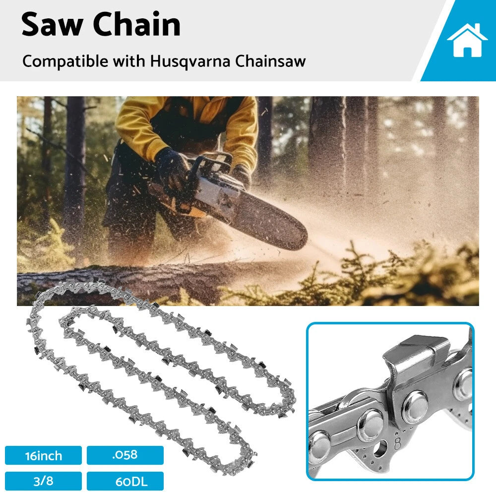 16" 3/8" 60DL Tungsten Carbide Chainsaw Chain for Husqvarna
