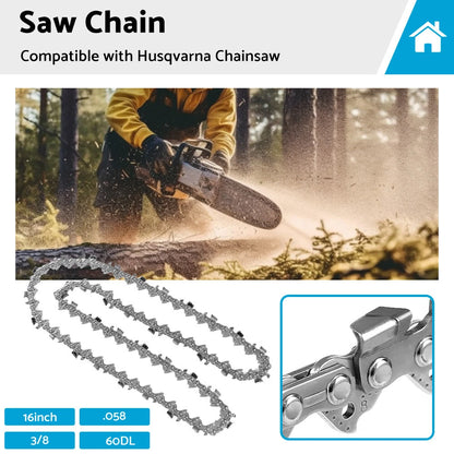 16" 3/8" 60DL Tungsten Carbide Chainsaw Chain for Husqvarna