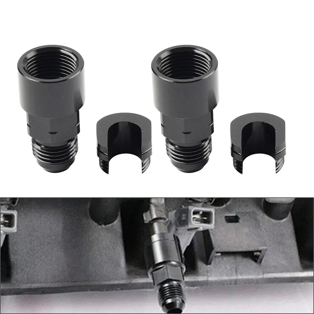 Black 6AN Male to 5/16" EFI Fuel Rail Adapter Fitting for Car Model