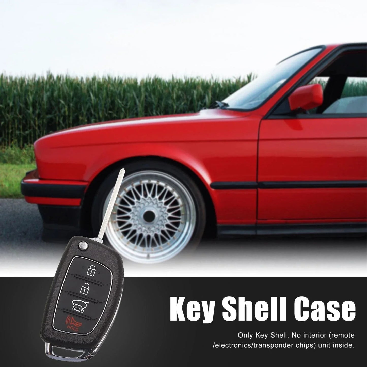 Car Key Fob Shell Case for Hyundai Santa Fe Ix45 Ix35 I30 4 Button Black