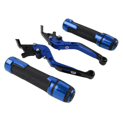 Blue Extendable Brake Clutch Levers & Handlebar Grips for Suzuki GSX-S750 (2017-2023)