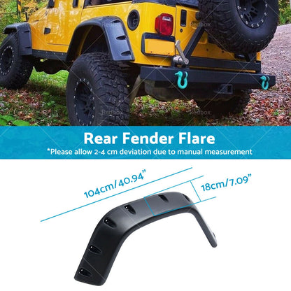 Pocket Style Matte Black Fender Flares for Jeep Wrangler TJ (1997-2006)