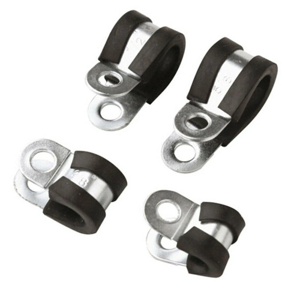 42pcs Rubber Lined Steel P Clips for Brake Pipe Tube Cable Mounting Bracket