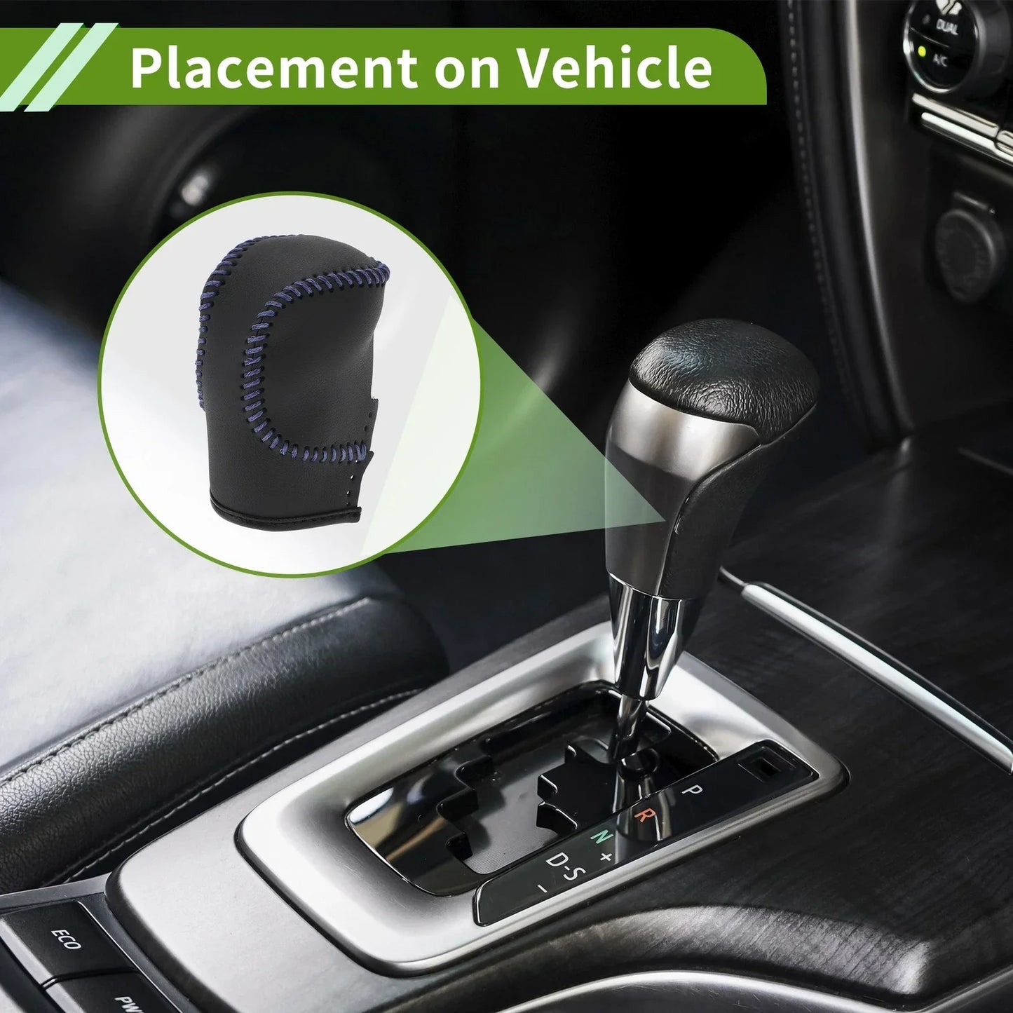 Car Gear Shift Knob Cover Black Blue Faux Leather for Honda Civic (2022-2024)
