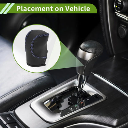 Car Gear Shift Knob Cover Black Blue Faux Leather for Honda Civic (2022-2024)