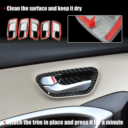 Carbon Fiber Inner Door Handle Bowl Cover Trim for Dodge