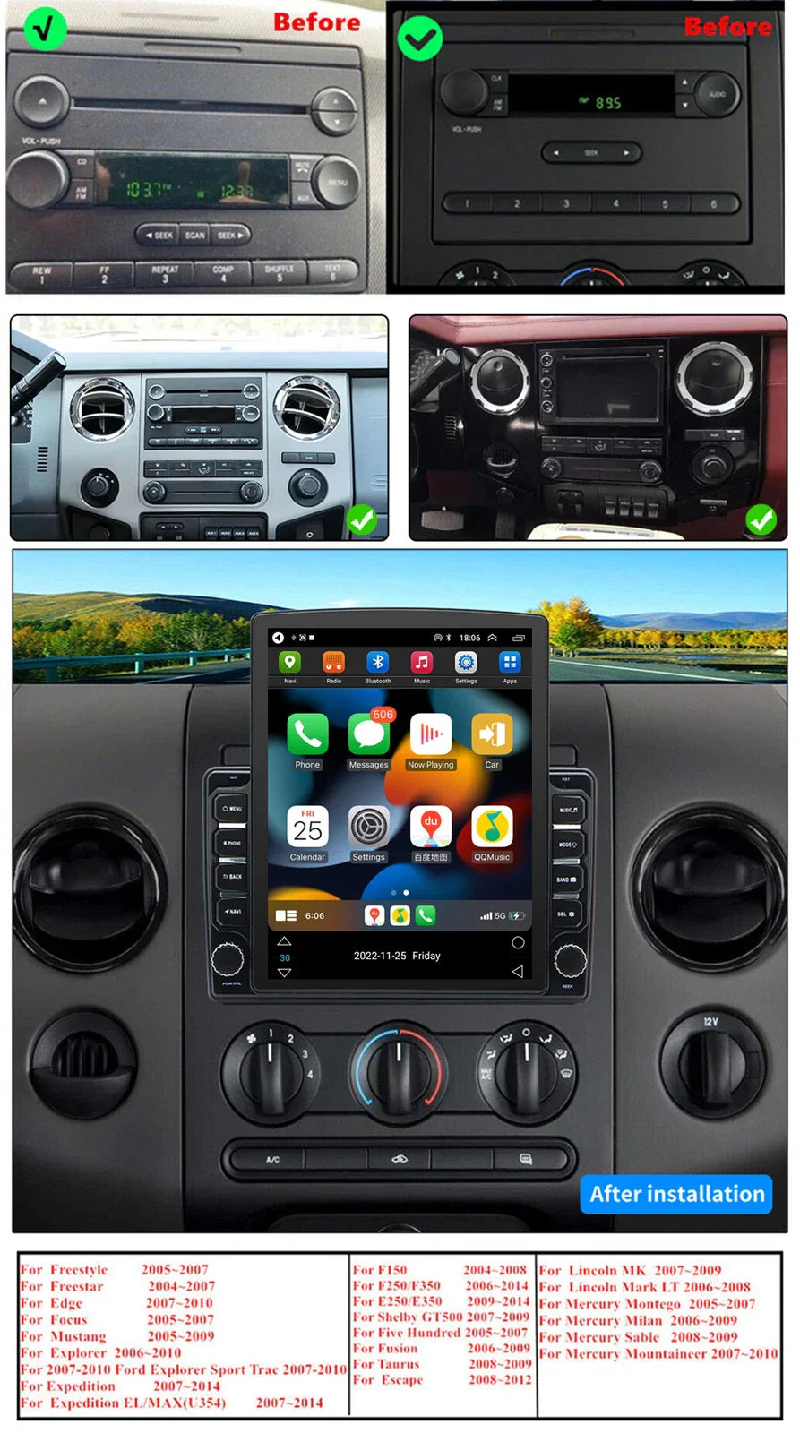 9.7'' Carplay Car Stereo GPS Navigation for 2004-2008 Ford F150