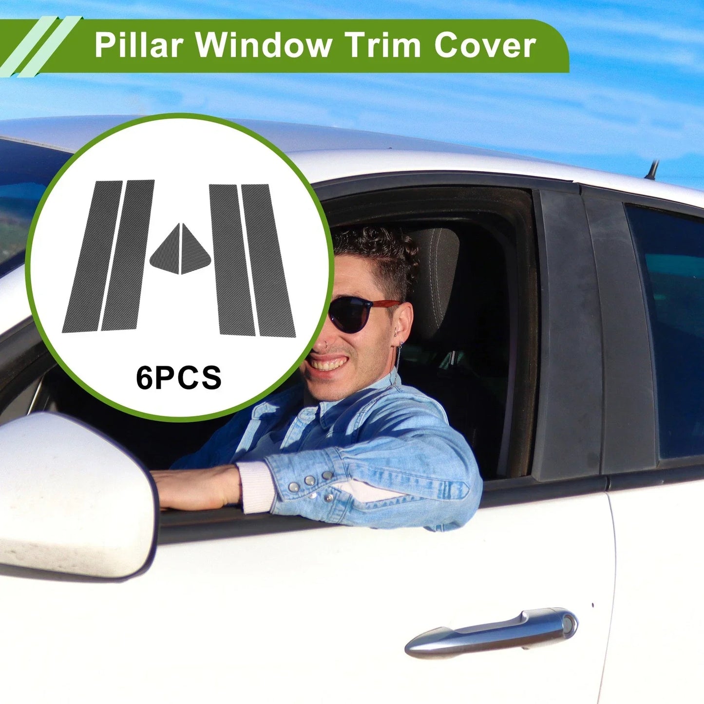 6 Pcs Carbon Fiber Window Trim for Chevy Trailblazer (2021-2024)
