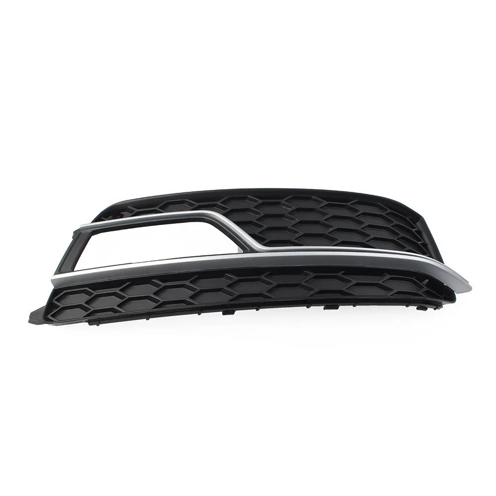Front Bumper Fog Light Grille Cover w/Silver Trim for Audi A5 S5 (13-17)