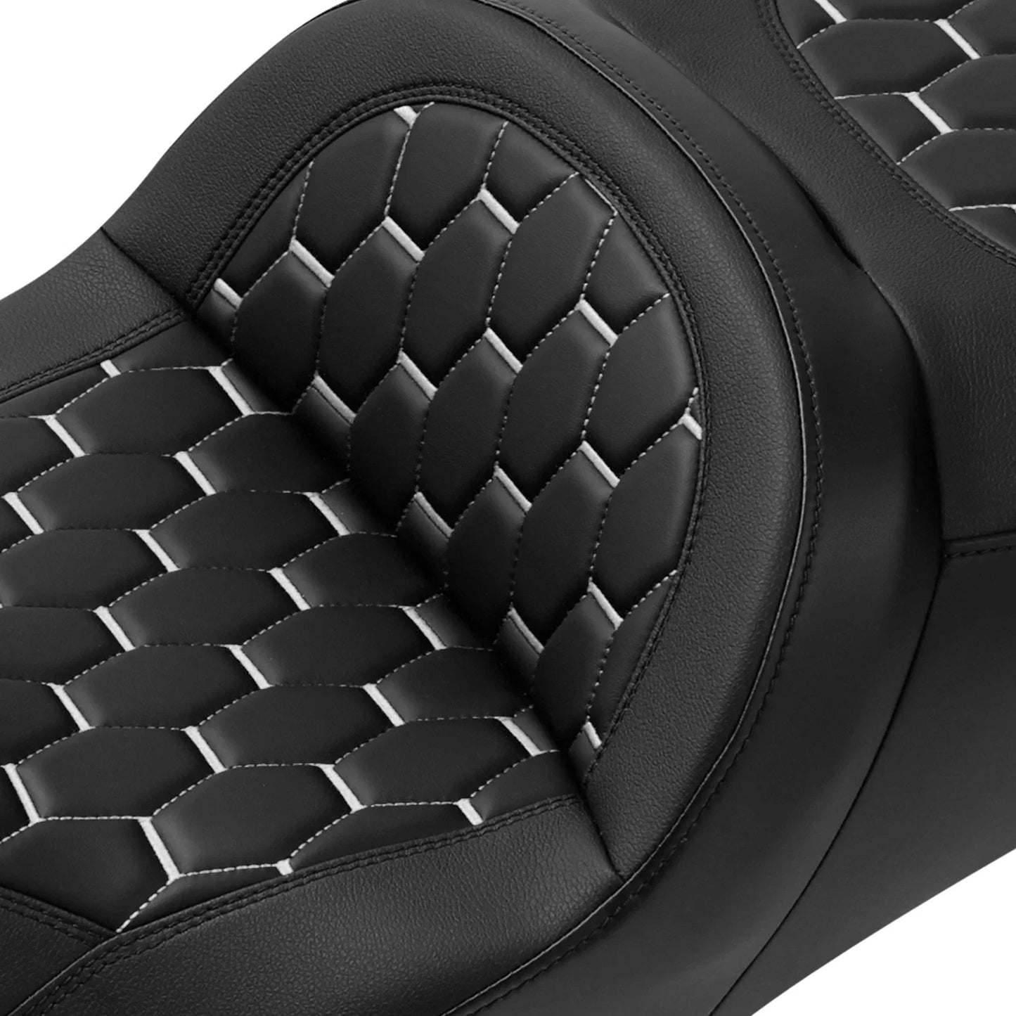 Driver & Passenger Gel Seat for Harley Street Road Glide (2009-2023) Black White