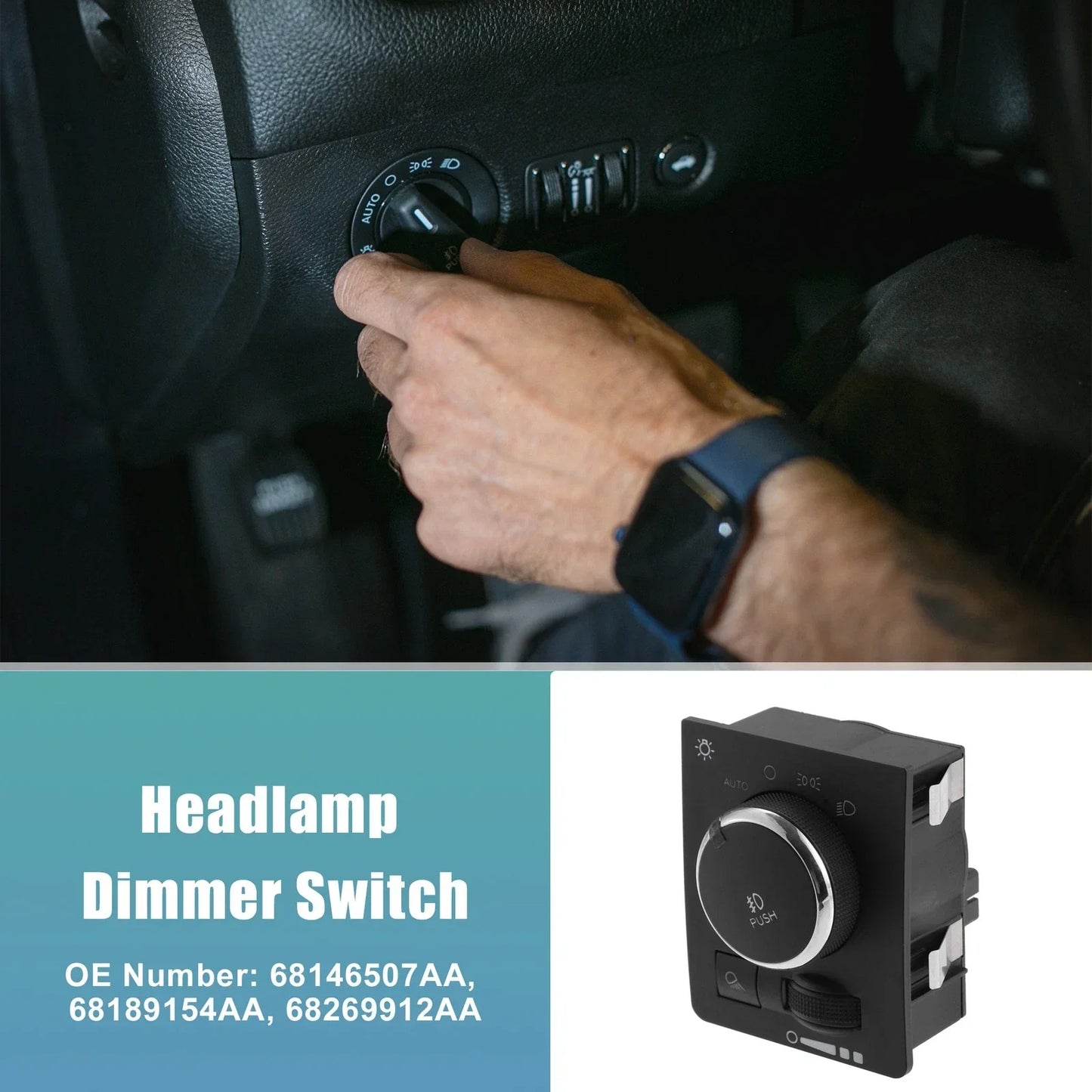 Headlight Dimmer Switch for Ram 68146507AA, 68189154AA (2010-2018)