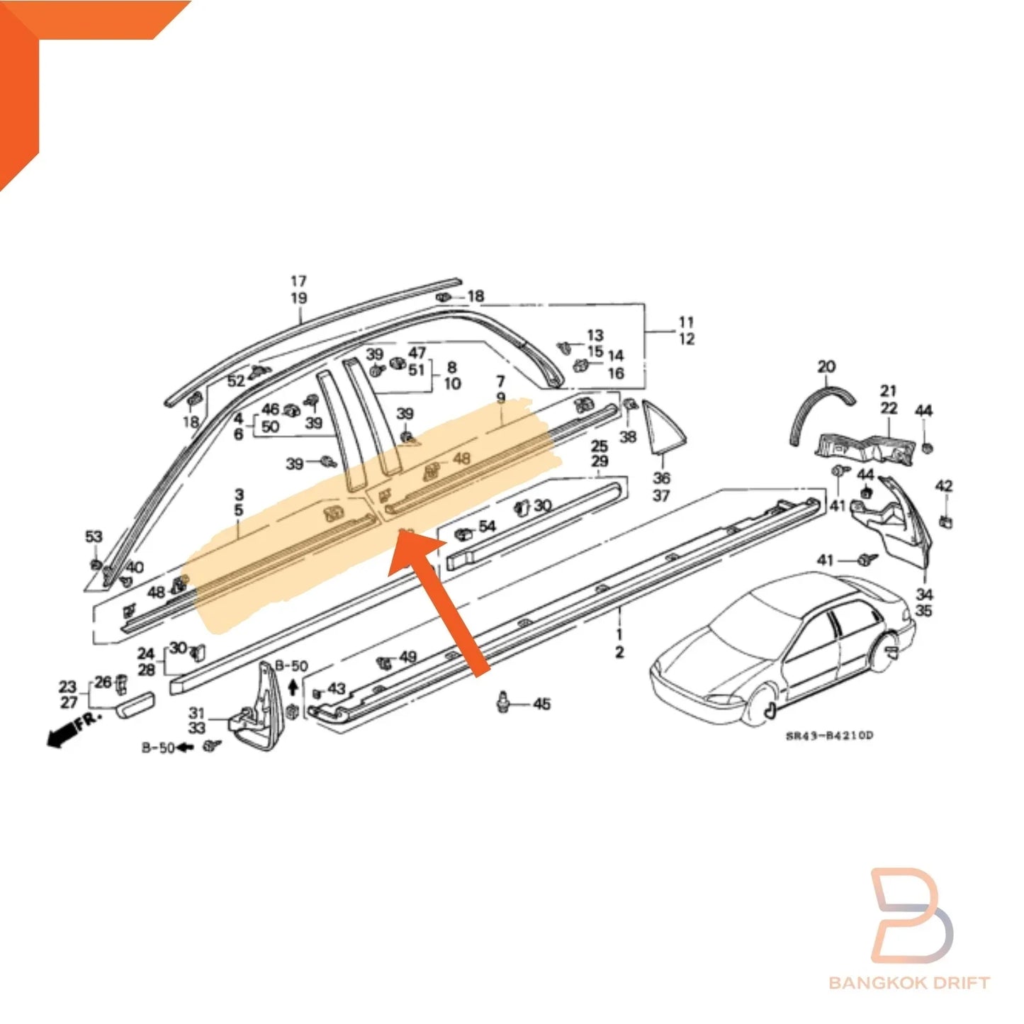 Chrome Outer Door Weatherstrip Seal for Honda Civic (1992-1995)