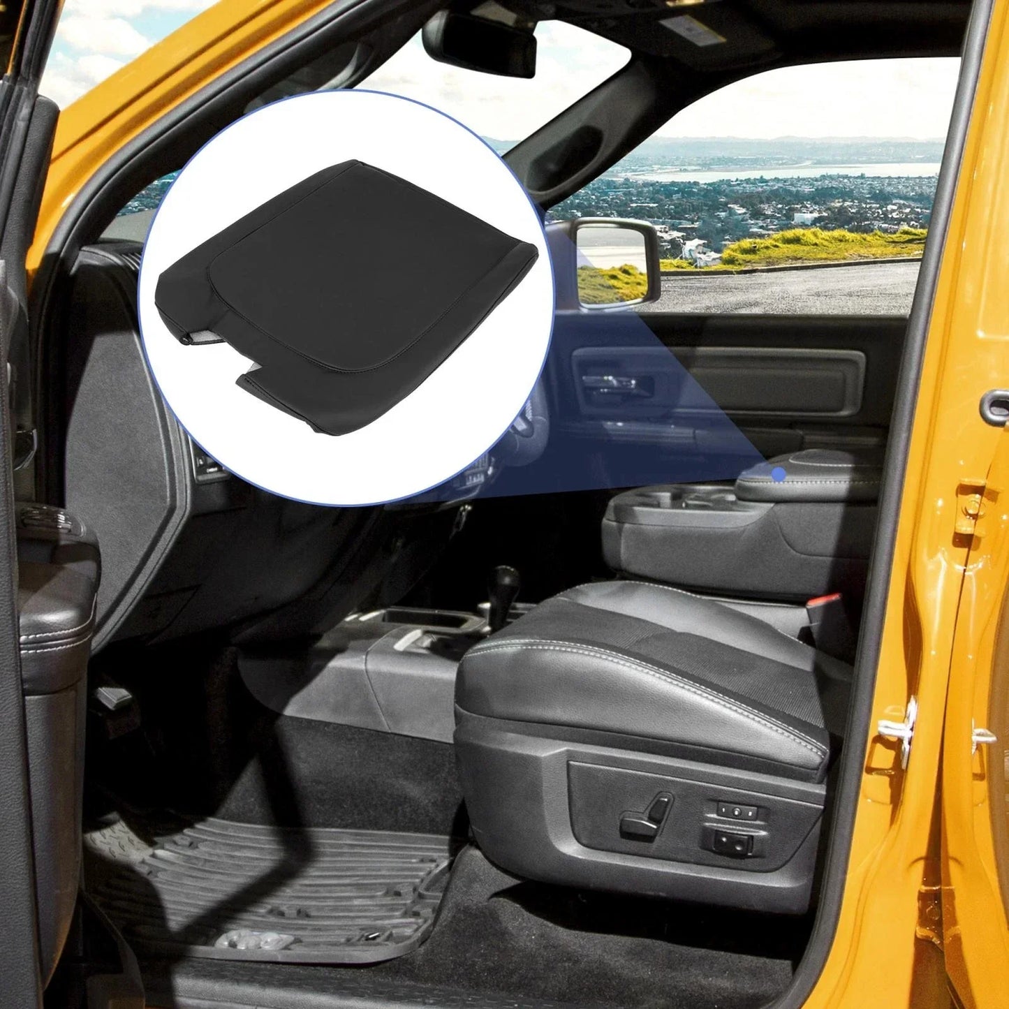 Car Center Console Lid Armrest Microfiber Leather for Dodge Ram (2013-2018)