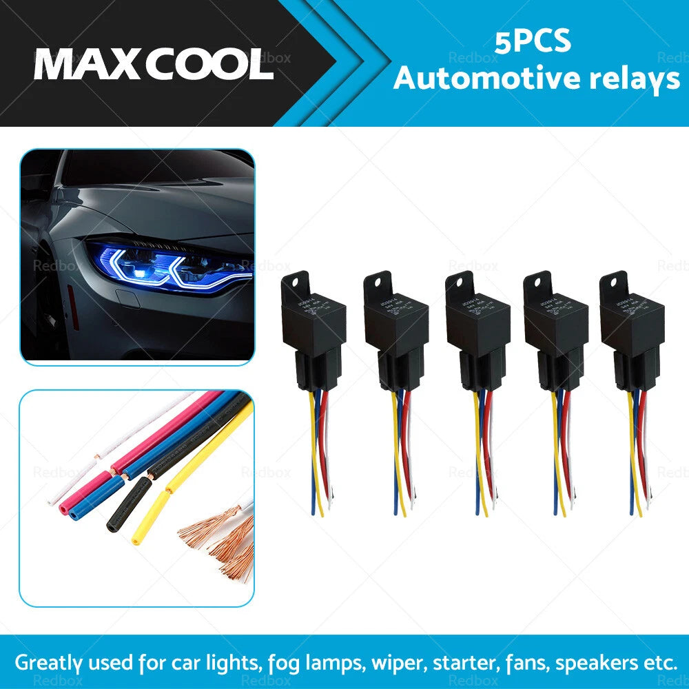 5 x 24V 40A SPDT Automotive Relay with Harness Socket for Car, Yacht, Caravan