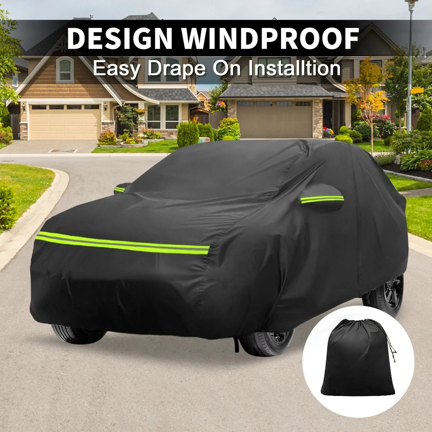 Waterproof 210D-PU Car Cover for Mercedes-Benz GLC 2015-2023 with Zipper