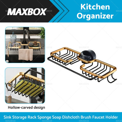 Sink Rack Organizer for Kitchen - Soap & Sponge Holder Drain Basket