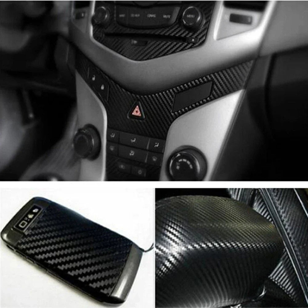 Black 3D Carbon Fiber Vinyl Wrap Roll Film Sticker for Car/Home 127x30cm DIY