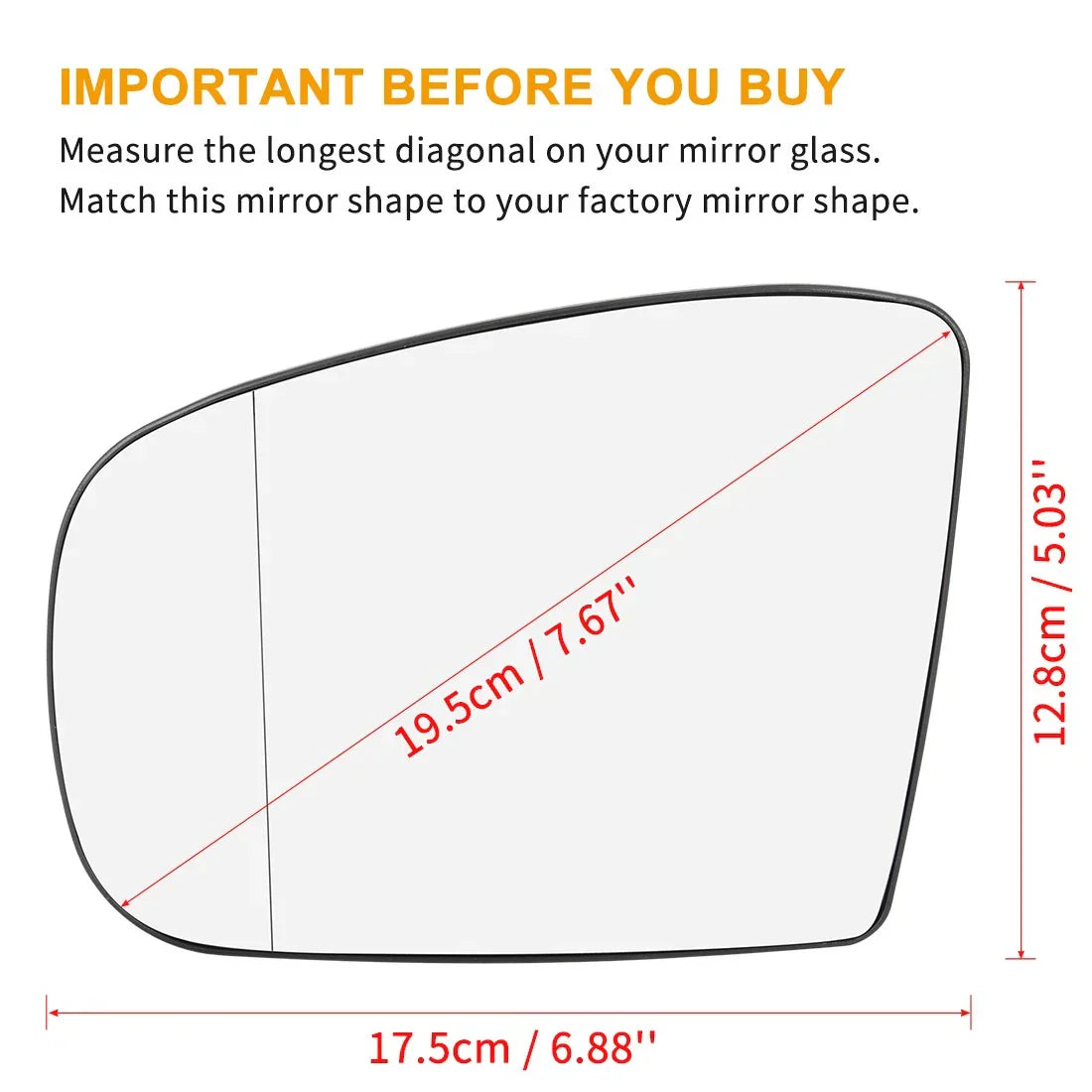 Heated Mirror Glass with Backing Plate Left Side for Mercedes-Benz GL 320
