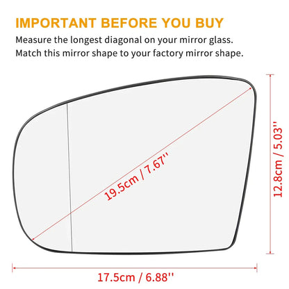 Heated Mirror Glass with Backing Plate Left Side for Mercedes-Benz GL 320